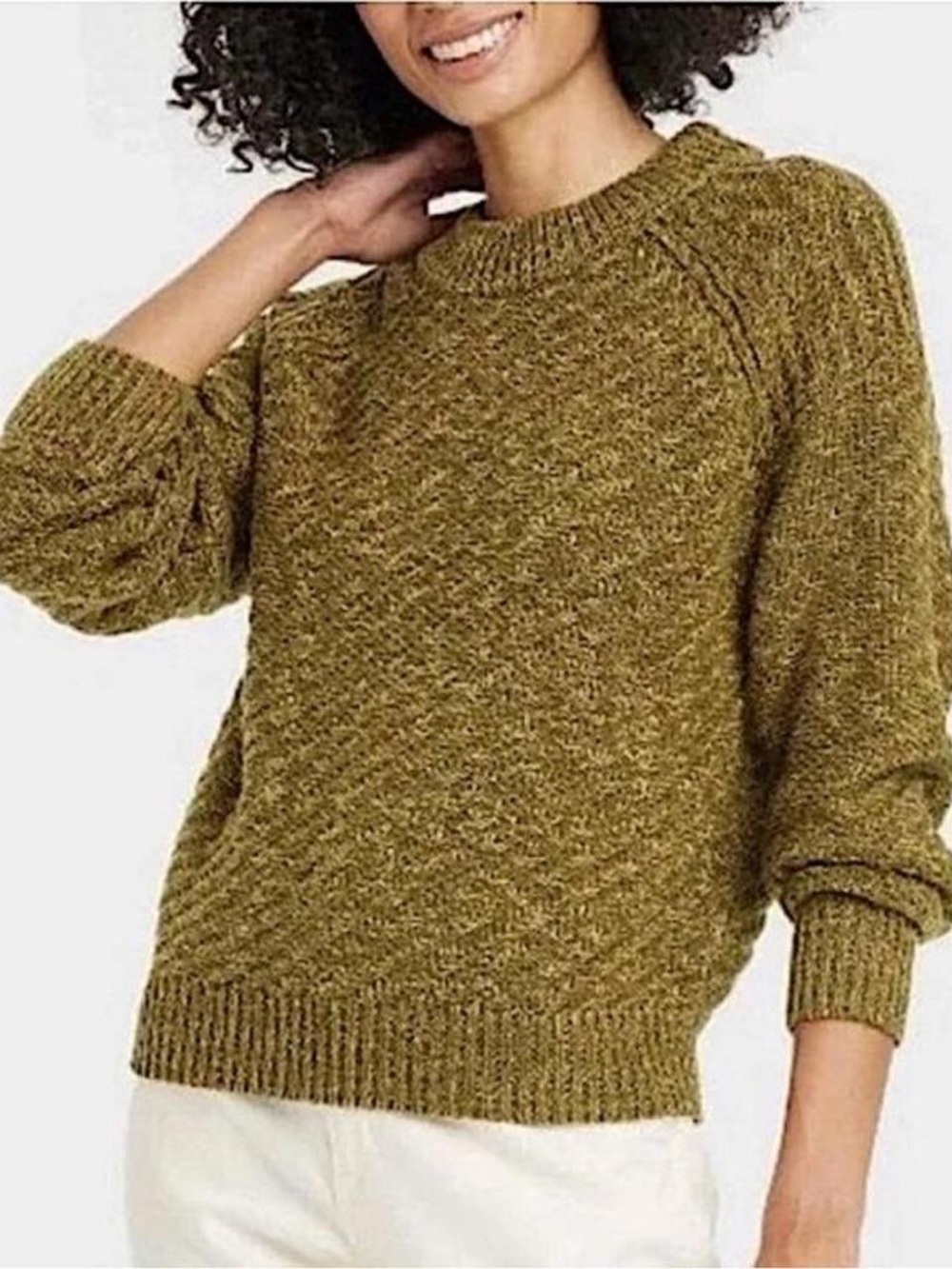 Olive Green Chunky Cable Knit Sweater